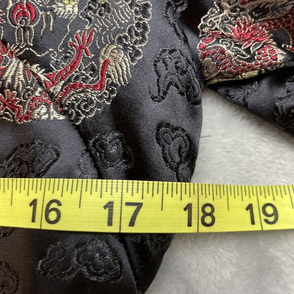 Vintage Peony Brand Cheongsam Top Blouse Size 36 Black Jacquard Brocade Chinese - Picture 8 of 11